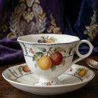 Fruit-Themed Ceramic Tea Cup and Saucer Set