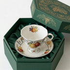 Fruit-Themed Ceramic Tea Cup and Saucer Set
