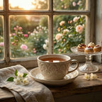 Classic Floral Embossed Ceramic Cup and Saucer Set