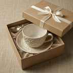 Classic Floral Embossed Ceramic Cup and Saucer Set