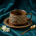 Antique Elegance Embossed Ceramic Cup and Saucer Set