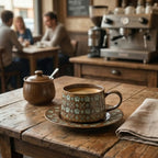 Rustic Floral Embossed Ceramic Cup and Saucer Set