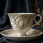 Vintage-Inspired Shell Design Ceramic Tea Cup and Saucer Set