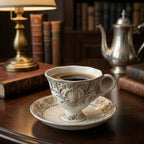 Vintage-Inspired Shell Design Ceramic Tea Cup and Saucer Set