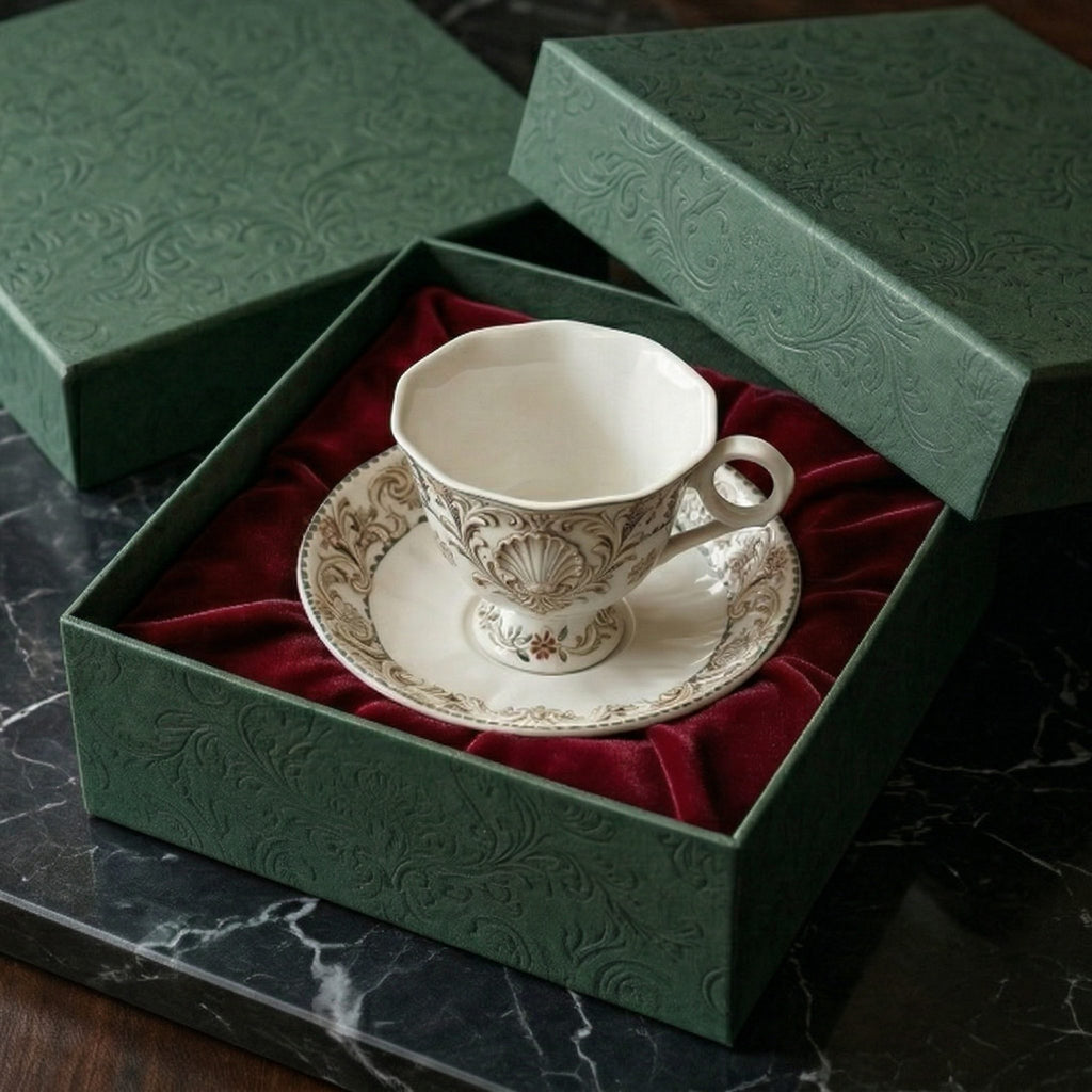 Vintage-Inspired Shell Design Ceramic Tea Cup and Saucer Set