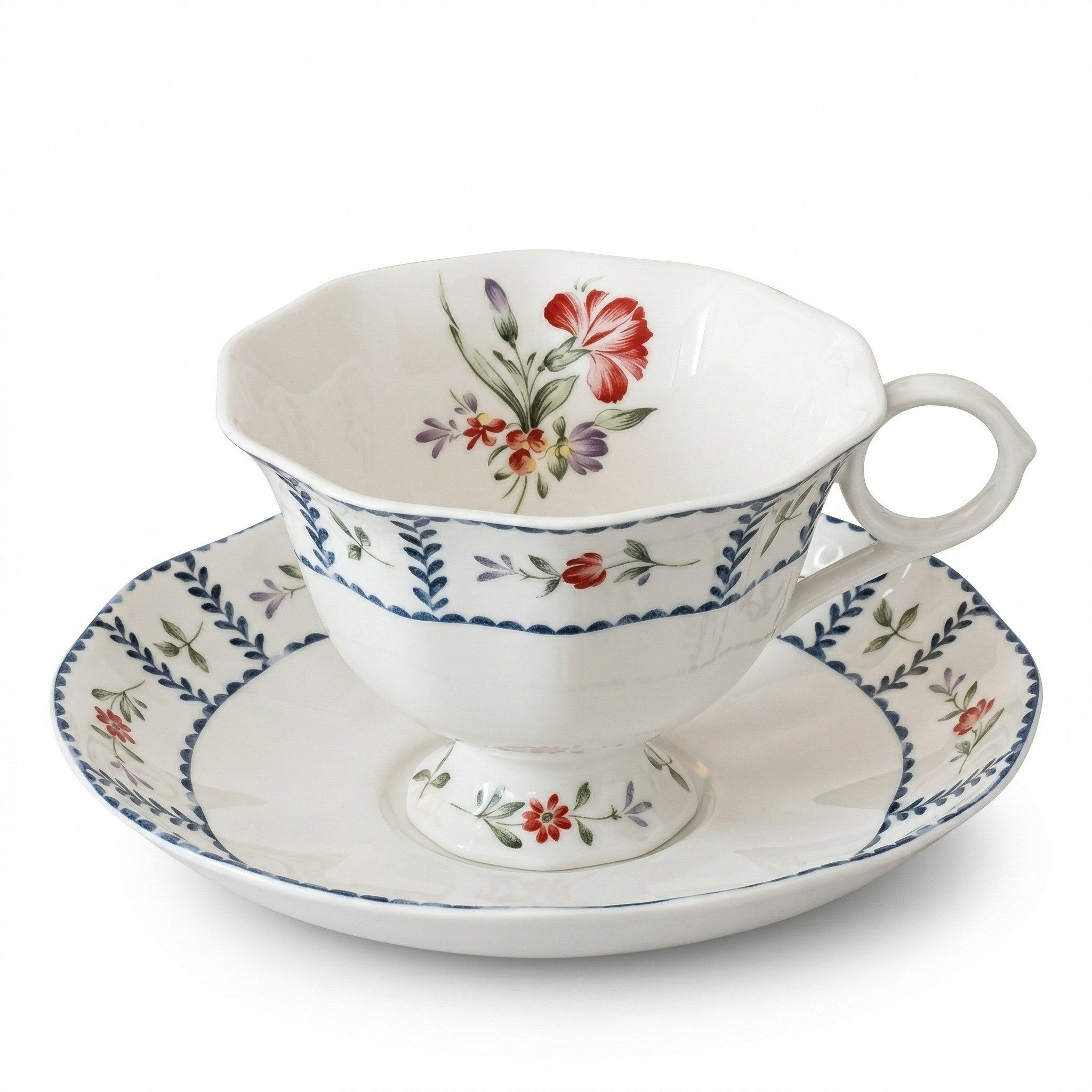 Vintage Floral Ceramic Tea Cup and Saucer Set