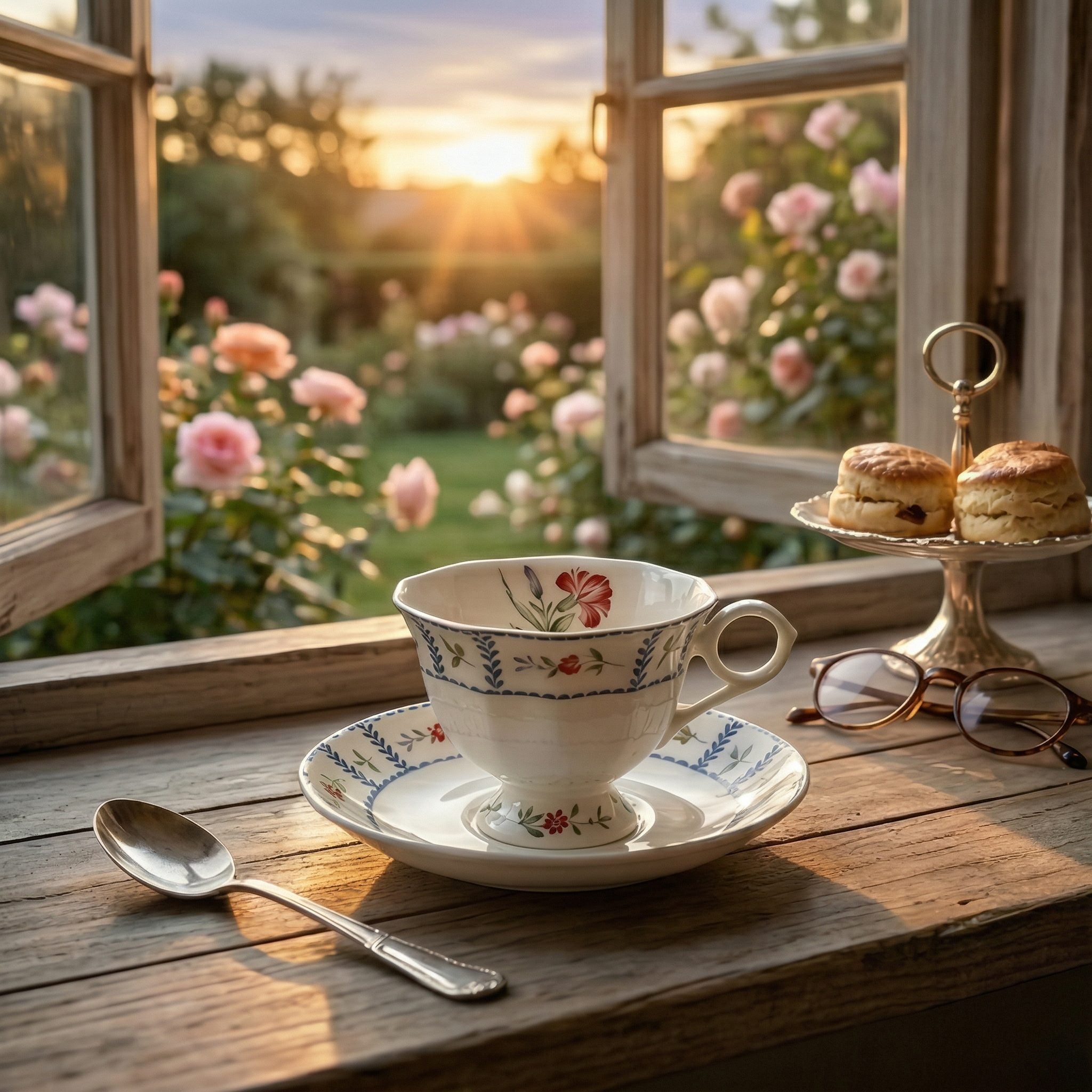 Vintage Floral Ceramic Tea Cup and Saucer Set