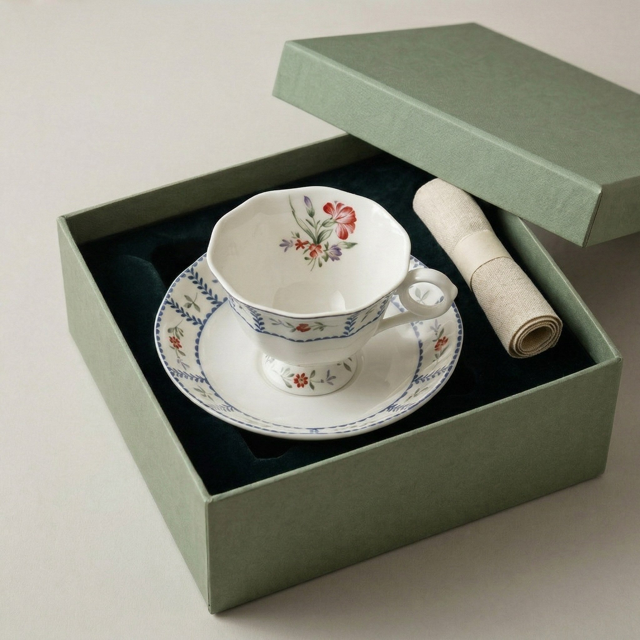 Vintage Floral Ceramic Tea Cup and Saucer Set