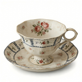 Vintage Floral Ceramic Tea Cup and Saucer Set