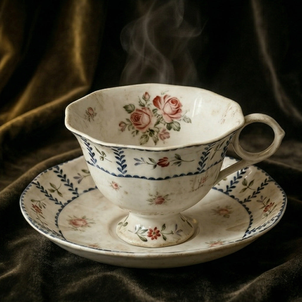 Vintage Floral Ceramic Tea Cup and Saucer Set