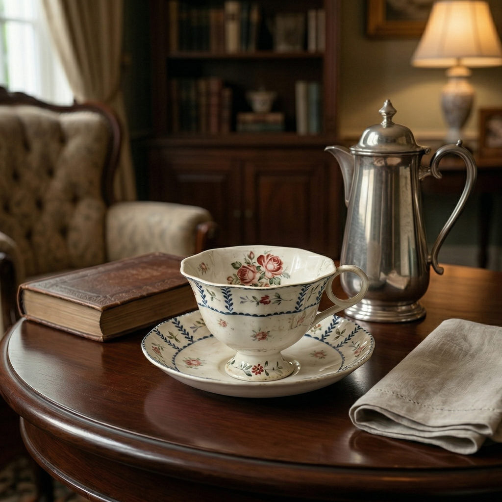 Vintage Floral Ceramic Tea Cup and Saucer Set