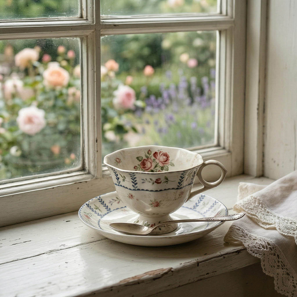 Vintage Floral Ceramic Tea Cup and Saucer Set
