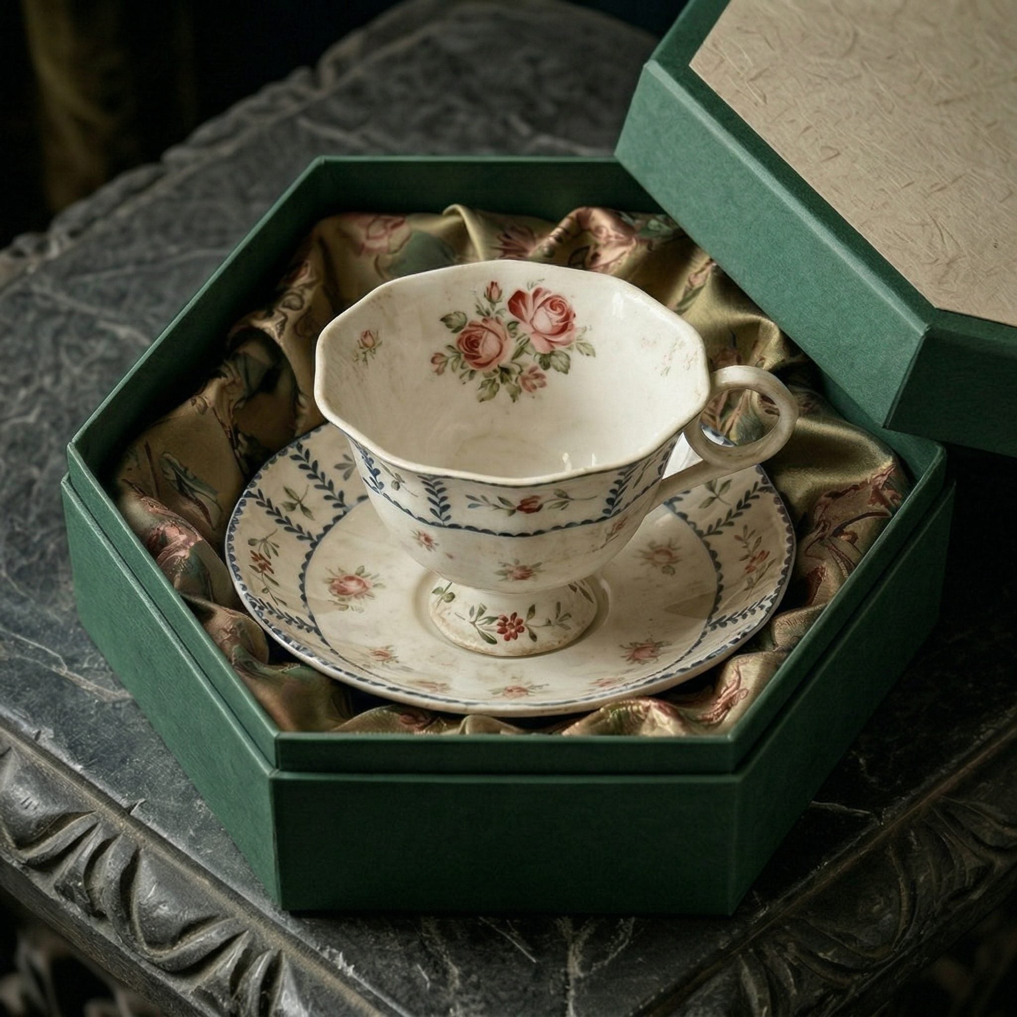 Vintage Floral Ceramic Tea Cup and Saucer Set