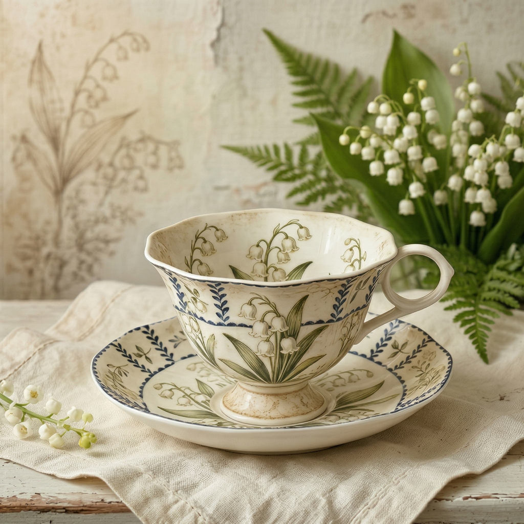 Vintage Lily of the Valley Ceramic Tea Cup and Saucer Set