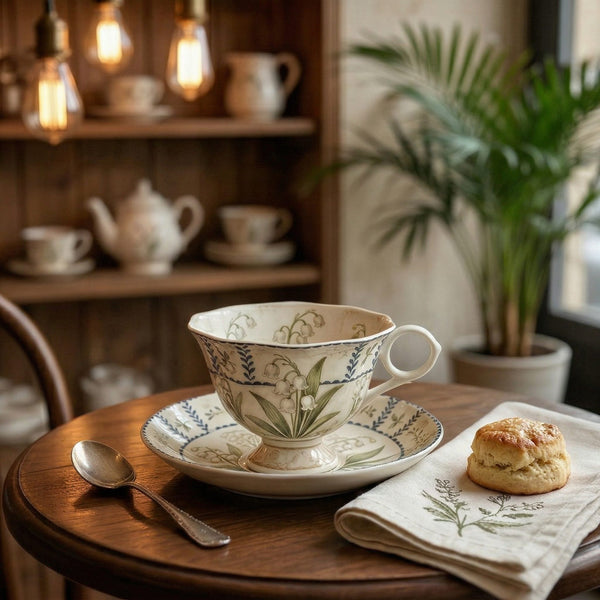 Vintage Lily of the Valley Ceramic Tea Cup and Saucer Set