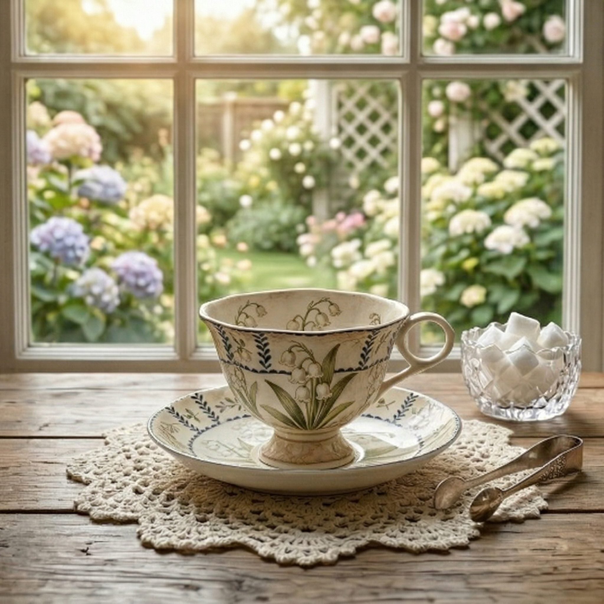 Vintage Lily of the Valley Ceramic Tea Cup and Saucer Set