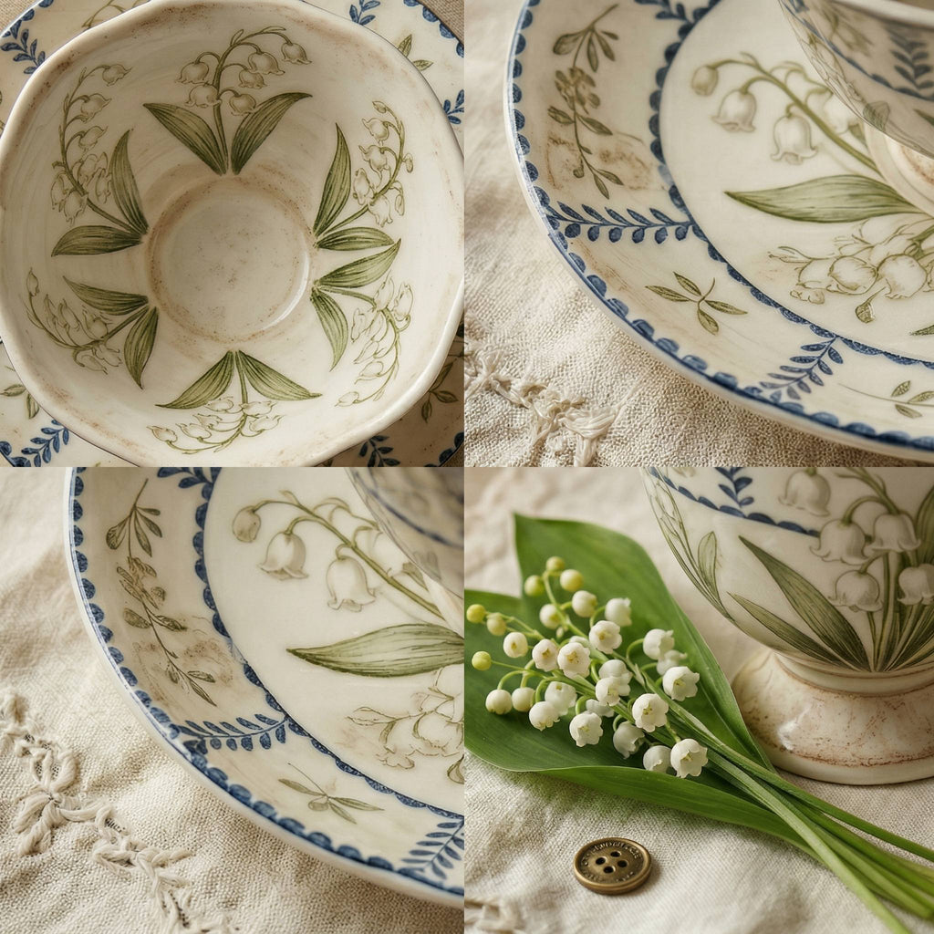 Vintage Lily of the Valley Ceramic Tea Cup and Saucer Set