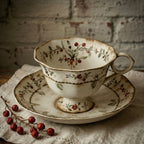 Antique Floral Ceramic Tea Cup and Saucer Set