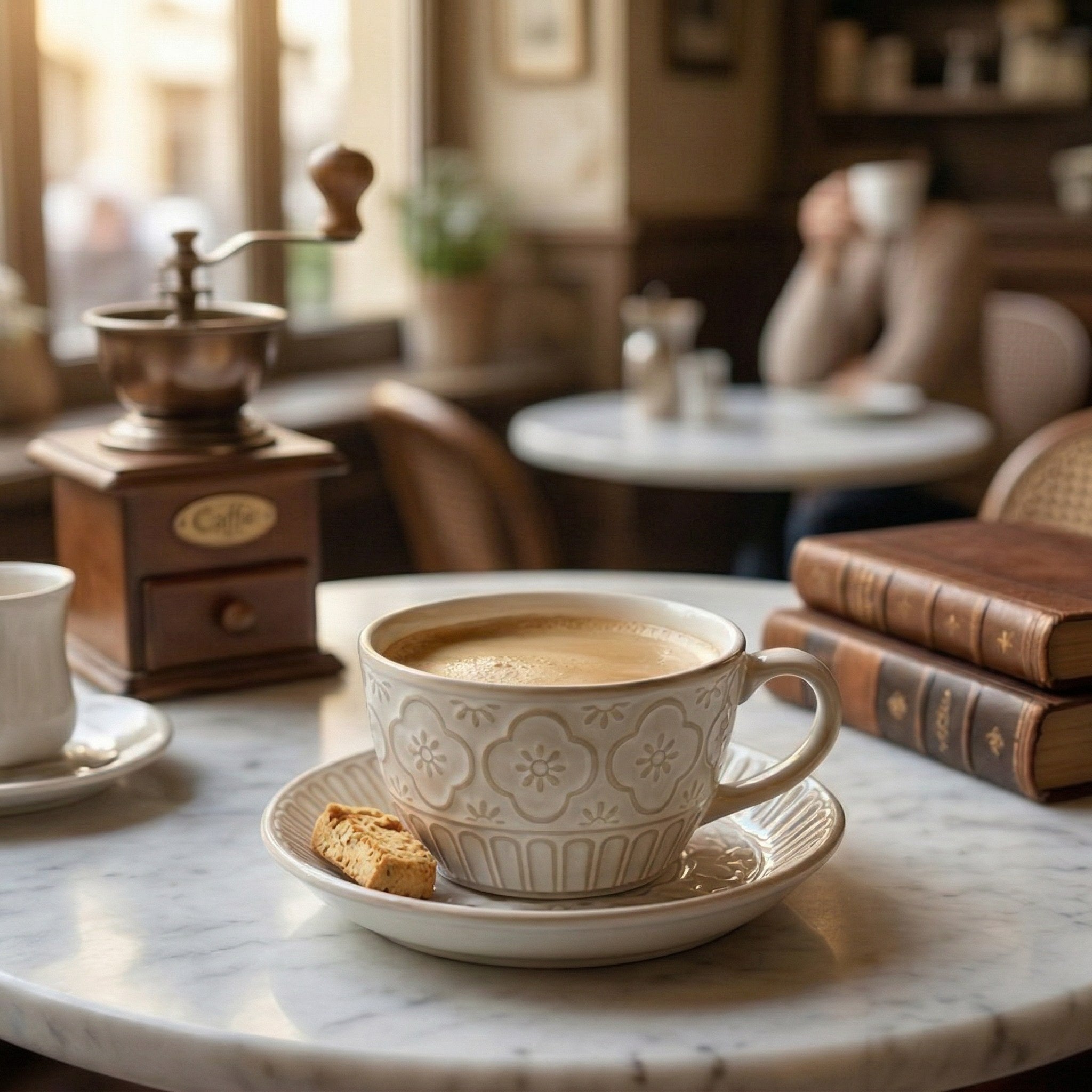 Elegant Floral Embossed Ceramic Cup and Saucer Set